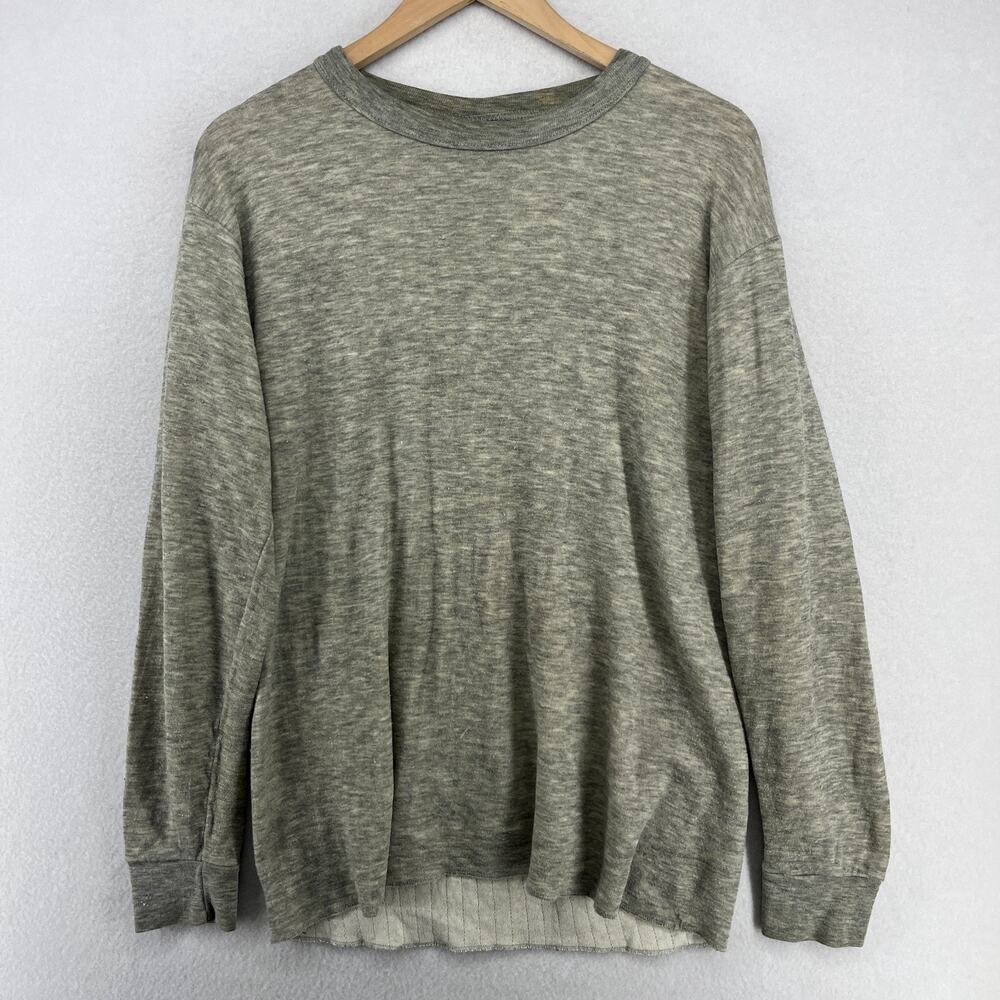 MEDALIST Shirt Mens M Thermal Wool Blend Base Layer Long Sleeve Gray USA VTG